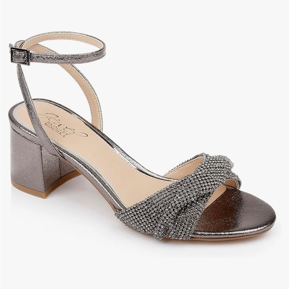 Jewel Badgley Mischka Shoes - Jewel Badgley Mischka Ansley Metallic Mesh Block Heel; Size 8.5